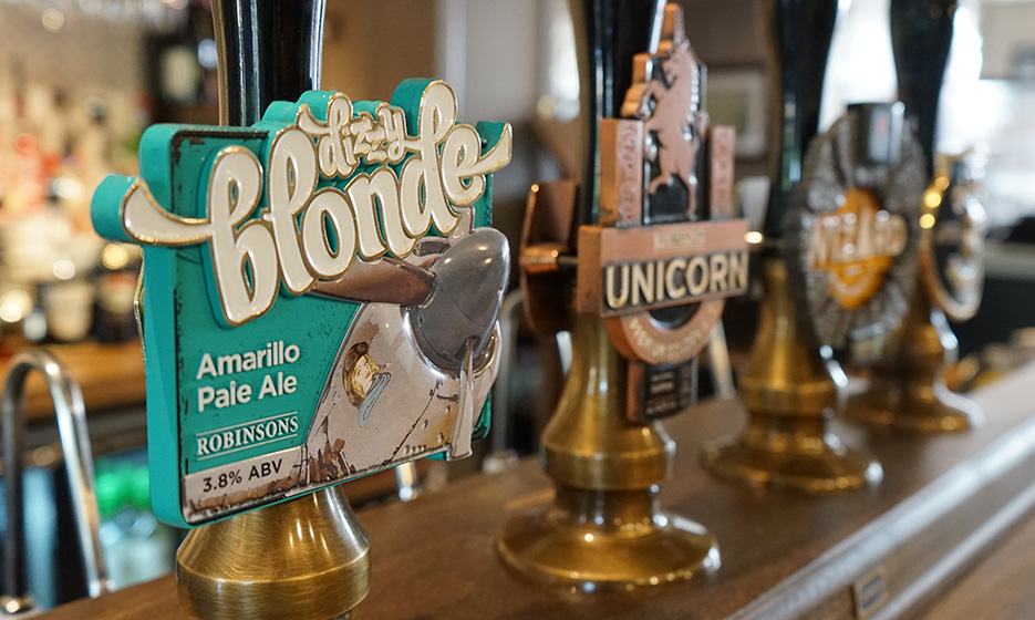 A picture of our award-winning cask ales at the Bulls Head, Hale Barns